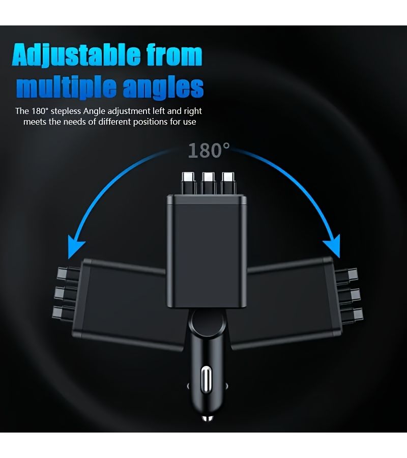 7 In 1 Car Fast Charger With 3 Retractable Cables LED Display Type C - Image 3
