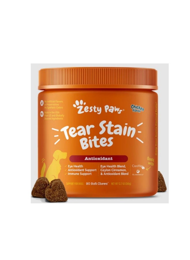 Zesty Paws Dog Antioxidant Tear Stain Bites - Chicken - 90ct
