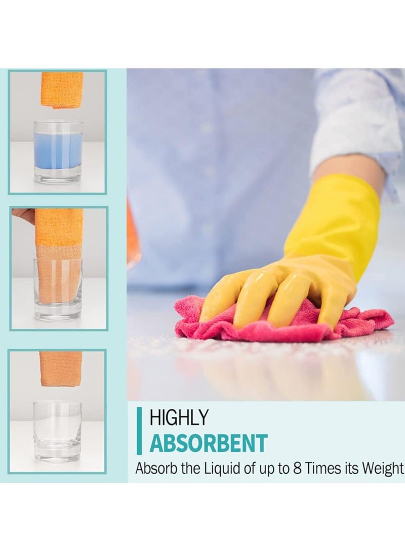 Cuken Microfiber Cleaning Cloth,12 Pack Soft Absorbent Microfiber Cloth, All Purpose Cleaning Towels with 4 Color Assorted, Reusable Microfiber Towels for Cars, House, Kitchen, Window, 12x12in - Image 3