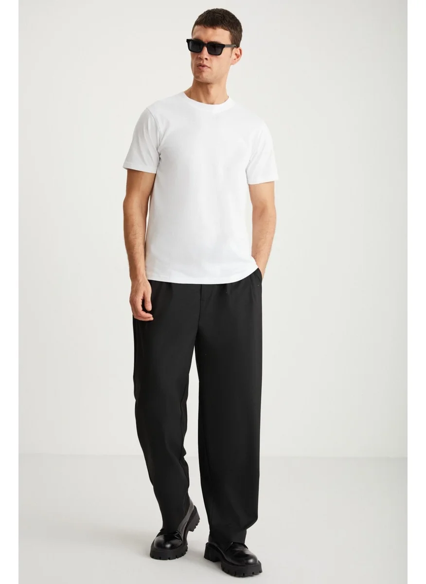 جريميلانج MICHEL Men's Slim Fit Slim Cut 100% Organic Cotton Basic Knitted White T-Shirt