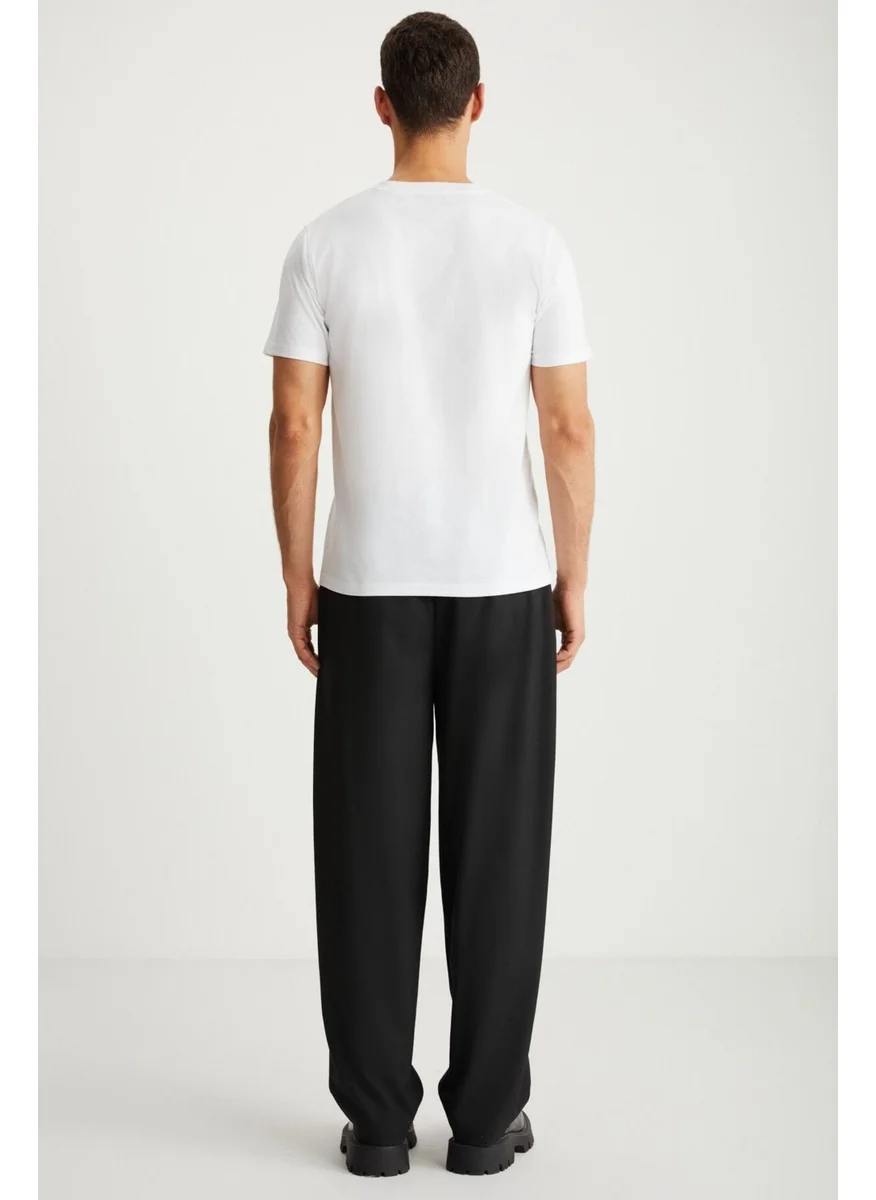 جريميلانج MICHEL Men's Slim Fit Slim Cut 100% Organic Cotton Basic Knitted White T-Shirt