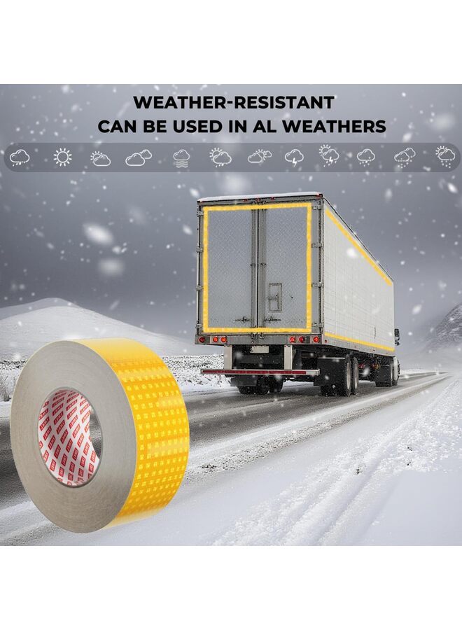 Reflective Tape Shiny Fade-Resistant Reflective Outdoor Waterproof Strong Adhesive Safety Warning Reflector Visible Tape for Trailers, Trucks and Bikes (2''×32' 9.7" Yellow) - Image 4