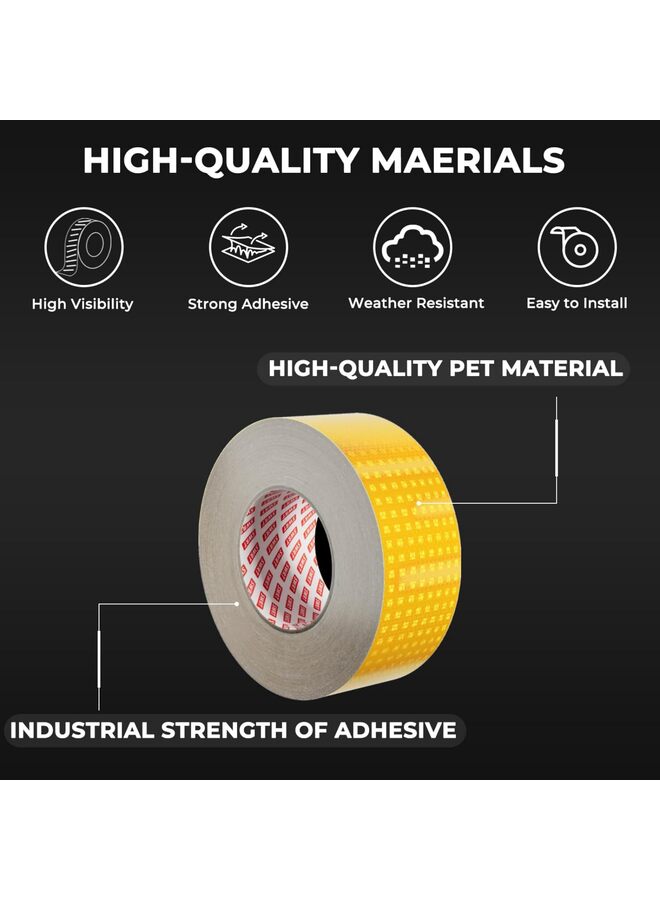 Reflective Tape Shiny Fade-Resistant Reflective Outdoor Waterproof Strong Adhesive Safety Warning Reflector Visible Tape for Trailers, Trucks and Bikes (2''×32' 9.7" Yellow) - Image 3