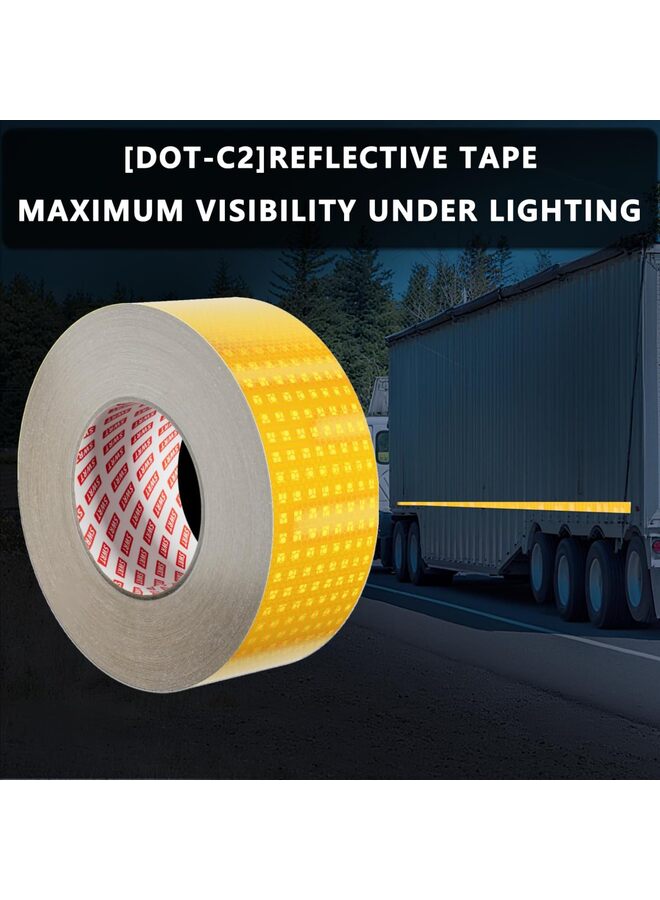 Reflective Tape Shiny Fade-Resistant Reflective Outdoor Waterproof Strong Adhesive Safety Warning Reflector Visible Tape for Trailers, Trucks and Bikes (2''×32' 9.7" Yellow) - Image 2