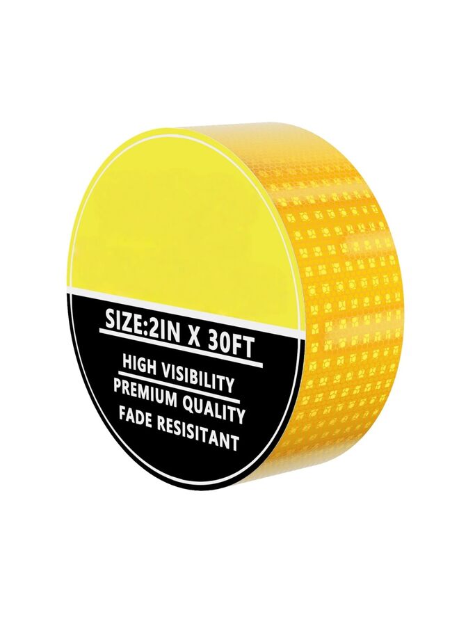 Reflective Tape Shiny Fade-Resistant Reflective Outdoor Waterproof Strong Adhesive Safety Warning Reflector Visible Tape for Trailers, Trucks and Bikes (2''×32' 9.7" Yellow) - Image 1