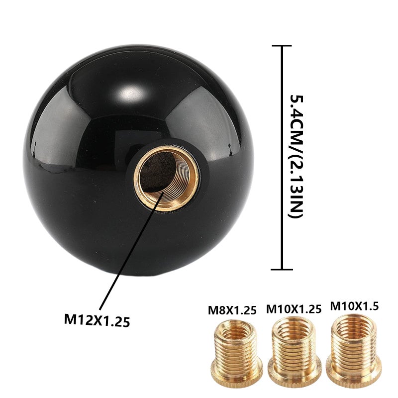 YIUIY Round Ball Shift Knob Universal Gear Shift Knob 5 6 Speed for Manual Automatic Vehicles with Adapters (Pure Black) - Image 2