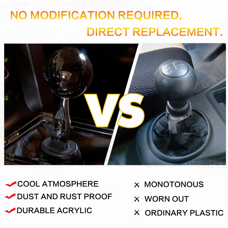 YIUIY Round Ball Shift Knob Universal Gear Shift Knob 5 6 Speed for Manual Automatic Vehicles with Adapters (Pure Black) - Image 3