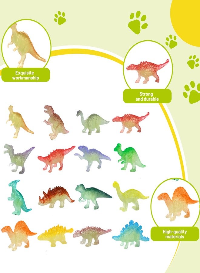 XFSAFDM 16 Pcs Dinosaur Toys for Kids 3-5, DIY Glow in The Dark PVC Dinosaur Set, Classroom Prizes, Educational Play and Night Light Decor - Image 3