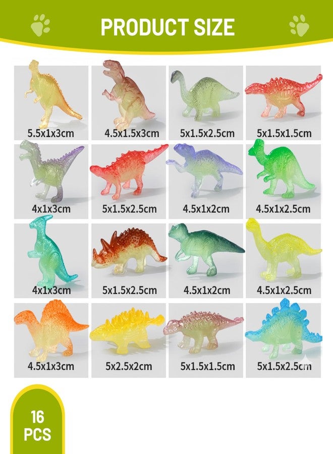 XFSAFDM 16 Pcs Dinosaur Toys for Kids 3-5, DIY Glow in The Dark PVC Dinosaur Set, Classroom Prizes, Educational Play and Night Light Decor - Image 2