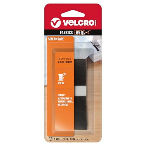 VELCRO Brand 90029 For Fabrics Sew On Fabric Tape for Alterations and Hemming No Ironing or Gluing Ideal Substitute for Snaps and Buttons Tape 30in x 34in Black - Image 1