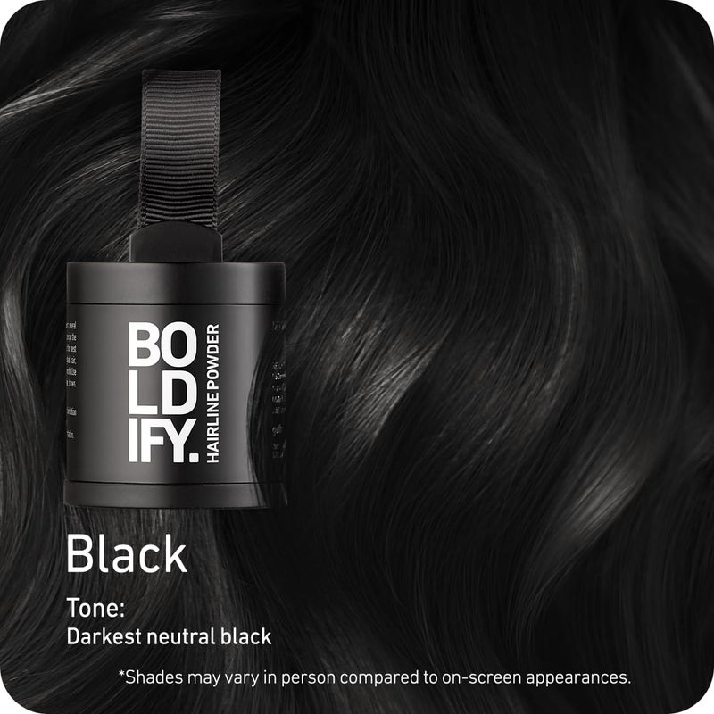 BOLDIFY Hairline Powder (LARGE, 10g) - Root Touch Up Hair Color for Gray Coverage - Bald Spot Concealing Hair Powder for Women & Men - 24-Hour Stain-Proof - Black - Image 2