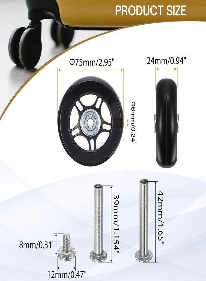 HiPicco Luggage Suitcase Replacement Wheels, 75x24mm Caster Repair Kit - Image 2