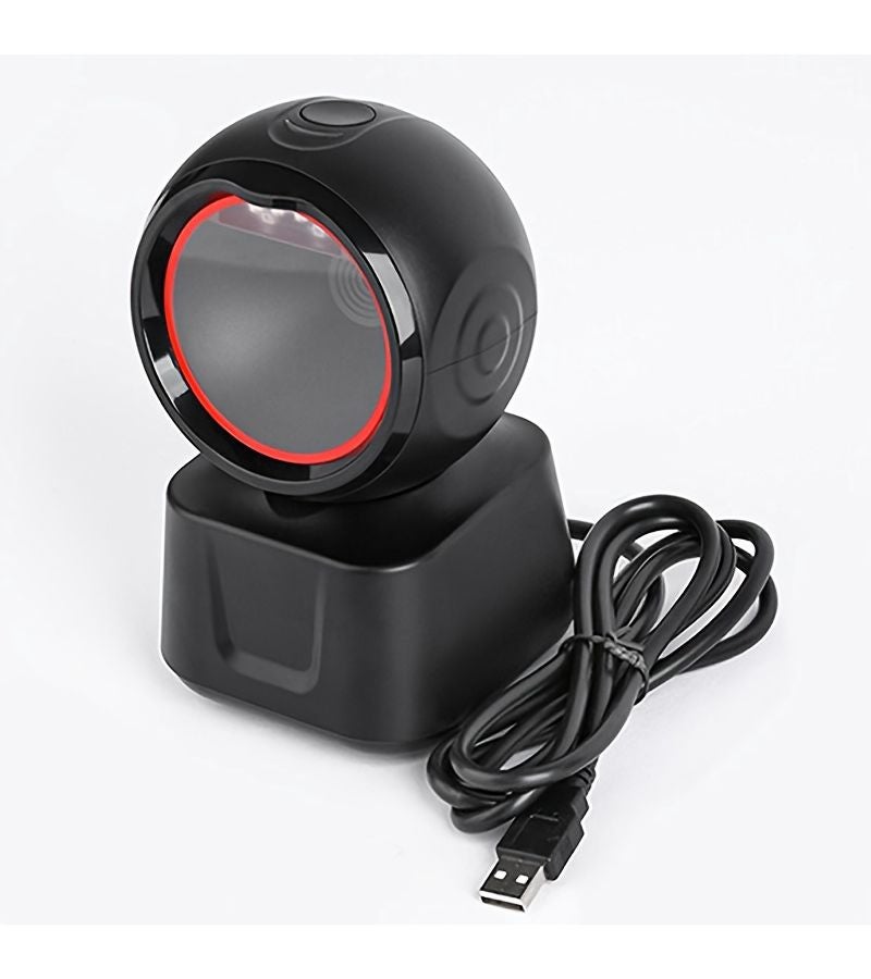Barcode Scanner 1D/2D Automatic Sensor USB Strip Code Scan Platform Black Red ABS Material No Battery Required for Office Use Modern Durable - Image 1