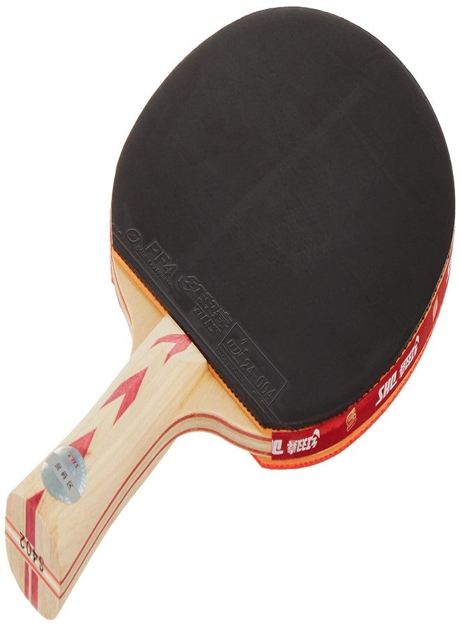 دي إتش أس مضرب تنس خشبي DHS طراز S-S4F2 مع كرة تنس 40 مم، نجمة واحدة، برتقالي (علبة 120 قطعة) (أسود/أزرق) TT NET409 - Image 5