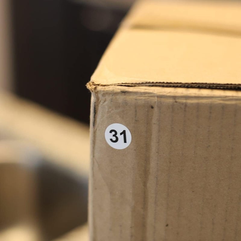 InStockLabels.com White with Black Number 31 Circle Dot Stickers, 3/4 Inch Round, 500 Labels on a Roll for Organization and Inventory - Semi-Gloss Finish - Made in The USA - Image 2