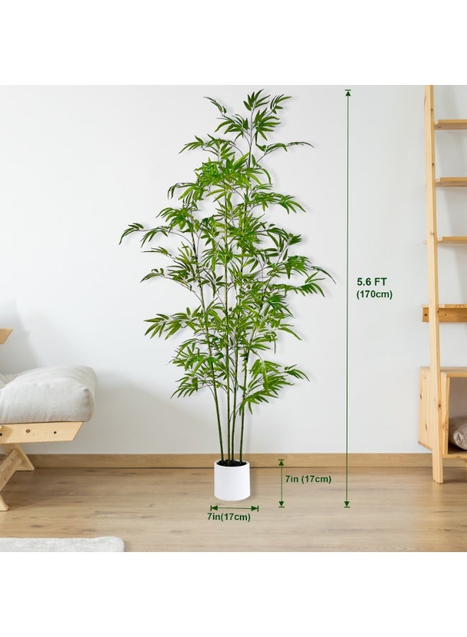 MirageBotanics Artificial Bamboo Tree 170cm with Tall White Planter - 4 Lifelike  Natural Trunks & Silk Leaves, Realistic Faux Indoor Outdoor Plant for Home, Office, Living Room, Mall, Hotel, Garden Decor - Image 3