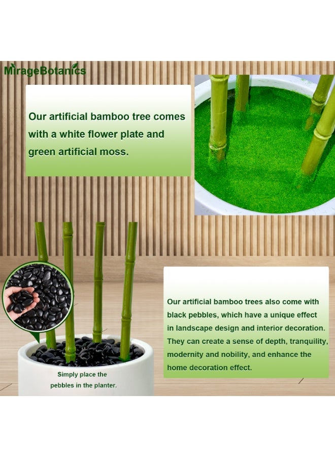 MirageBotanics Artificial Bamboo Tree 170cm with Tall White Planter - 4 Lifelike  Natural Trunks & Silk Leaves, Realistic Faux Indoor Outdoor Plant for Home, Office, Living Room, Mall, Hotel, Garden Decor - Image 4