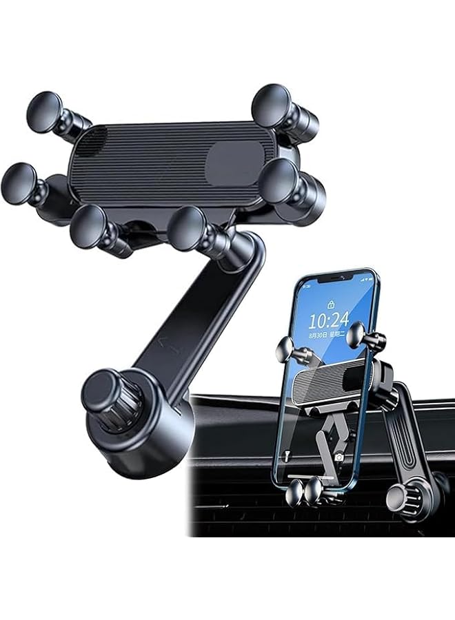 Green Tiger 360° Rotation Car Phone Holder with Metal Hook Clip – Cradle Air Vent Mount, Adjustable Swing Arm, Hands-Free Universal Phone Holder for iPhone & Samsung – Never Blocks Vent