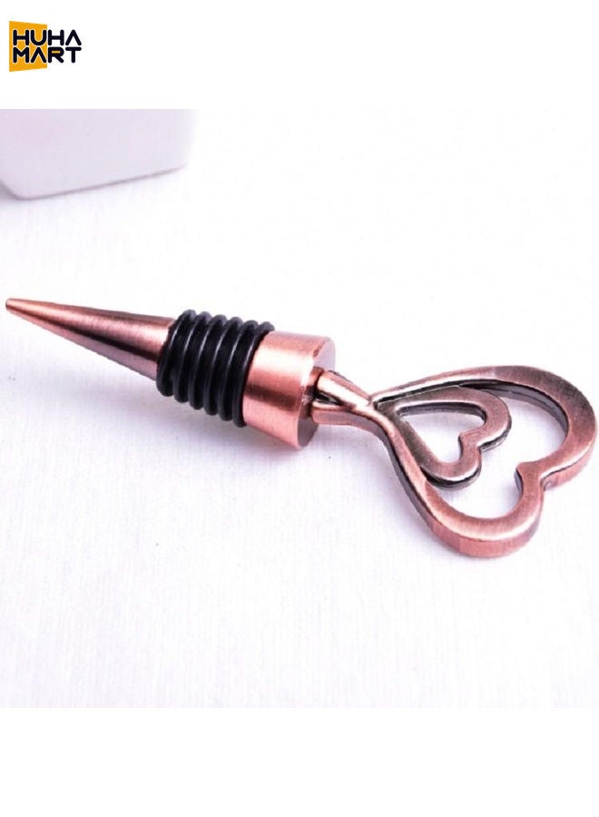 HuHa Mart Metal Special Shape Wine Stopper(Heart to Heart Red Bronze) - Image 2