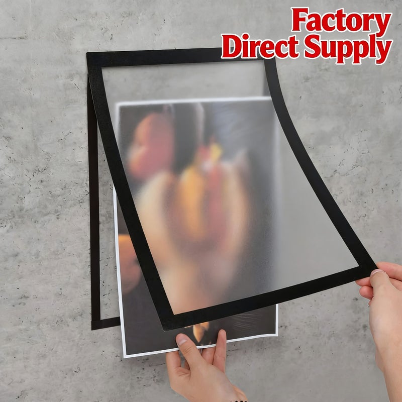 Black A4 Magnetic Sign Holders Waterproof Self Adhesive PVC Wall Mount Transparent Display Frame for Office Home Door Window - Image 5