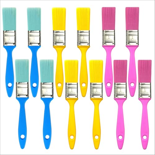 Greatandrew Great Andrew 12 PCS Small Paint Brushes1 Inch, Paint Brush for Painting Acrylic Oil Crafts DIY, Paint Brushes for Walls,Touch Up,Trim Painting Supplies - Image 4
