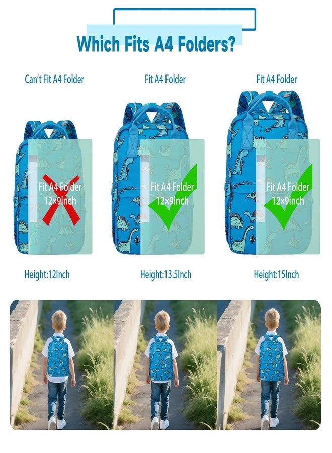KingCheer Cute Preschool Backpack Toddler School Book Bag for Girls Boys Kids Kindergarten Nursery Travel Bag with Chest Strap(12inch, Blue Dinosaur) - Image 3