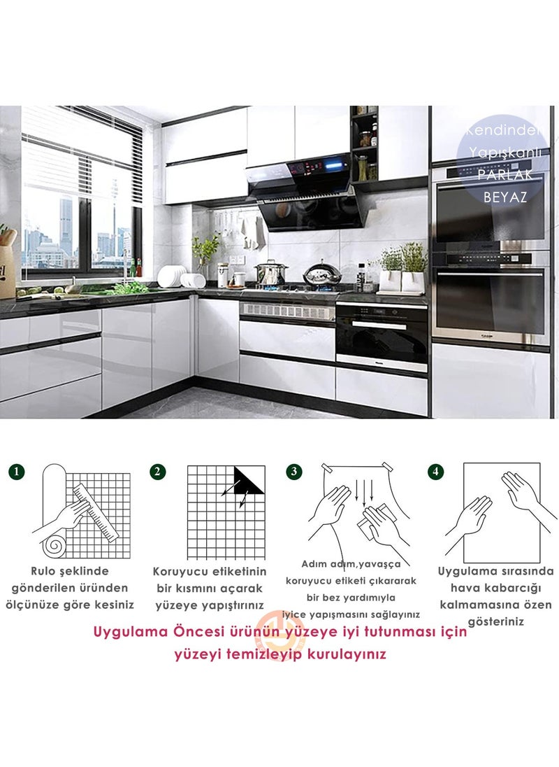 Technosmart 60CM×300CM Self-Adhesive Silvery White Wallpaper Kitchen Cabinet Table Covering  - Image 5