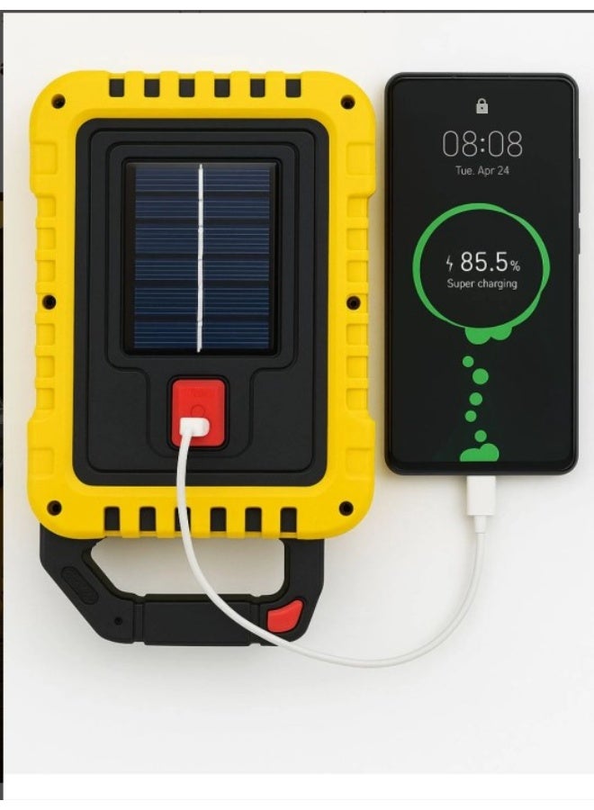 كشاف طوارئ LED متعدد الوظائف 800 لومن - شحن مزدوج (طاقة شمسية + USB) - بطارية 2400 مللي أمبير تعمل كباور بانك - 5 أوضاع إضاءة - مقاوم للمياه IPX4 - مثالي للتخييم والرحلات. - Image 3
