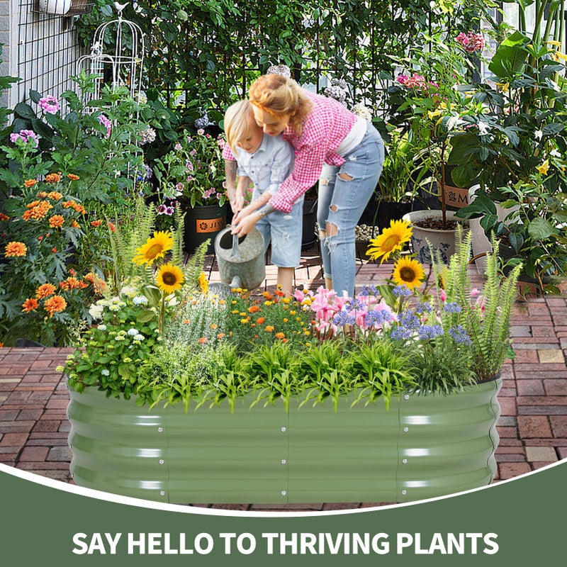 1MORE Galvanized Raised Garden Bed- Planter Garden Boxes Outdoor, Raised Beds for Gardening, 4x2x1ft Metal Garden Bed Kit for Vegetables Flower, Planter Raised Beds with Tools.Green-2pack - Image 2