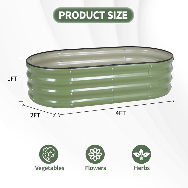 1MORE Galvanized Raised Garden Bed- Planter Garden Boxes Outdoor, Raised Beds for Gardening, 4x2x1ft Metal Garden Bed Kit for Vegetables Flower, Planter Raised Beds with Tools.Green-2pack - Image 4