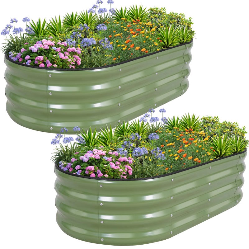 1MORE Galvanized Raised Garden Bed- Planter Garden Boxes Outdoor, Raised Beds for Gardening, 4x2x1ft Metal Garden Bed Kit for Vegetables Flower, Planter Raised Beds with Tools.Green-2pack - Image 1