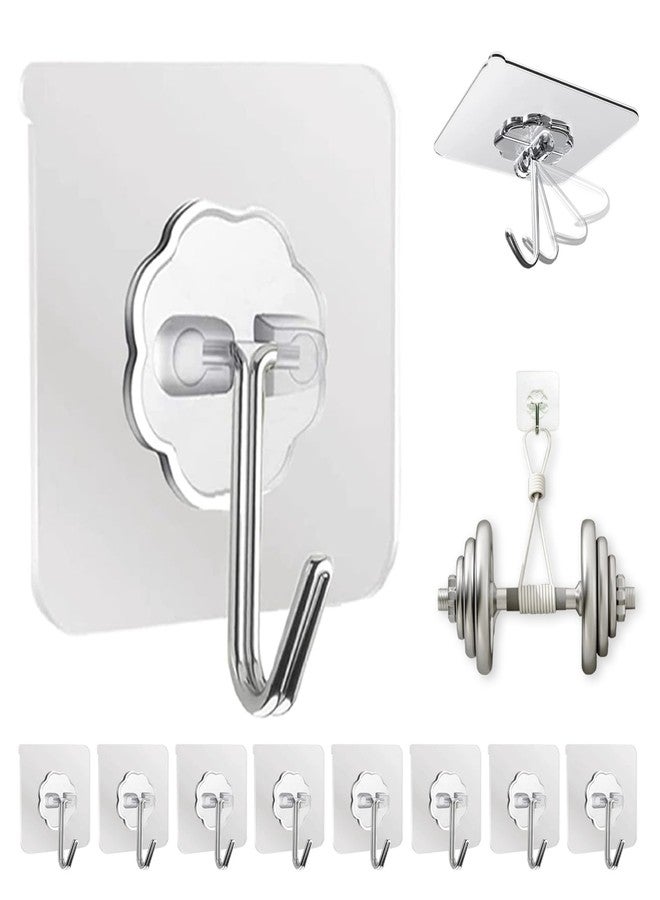 DDMY Adhesive Wall Hooks for Hanging Heavy Duty 50 lbs Large Hooks for Walls No Damage, Towel Sticky Clear Hook, Waterproof, Home, Bathroom, Kitchen, Office, and Outdoor 10 Pack - Image 1