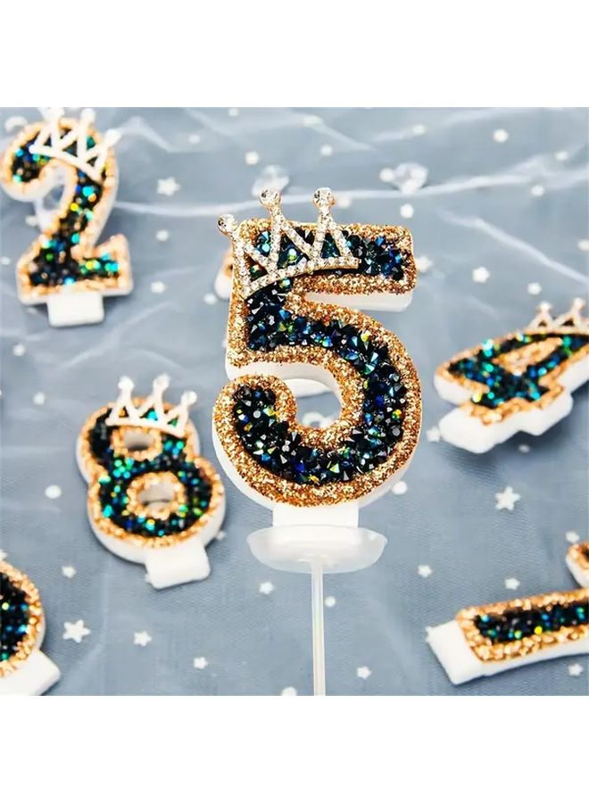 Gold Glittery Number 8 Cake Topper With Rhinestones For Birthday Party Decorations - Image 5