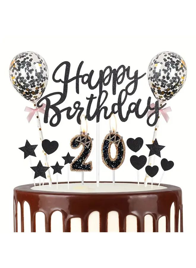 Gold Glittery Number 8 Cake Topper With Rhinestones For Birthday Party Decorations - Image 3