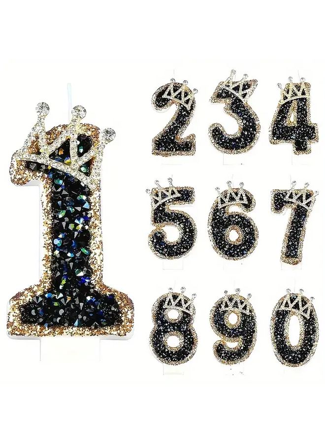 Gold Glittery Number 8 Cake Topper With Rhinestones For Birthday Party Decorations - Image 1