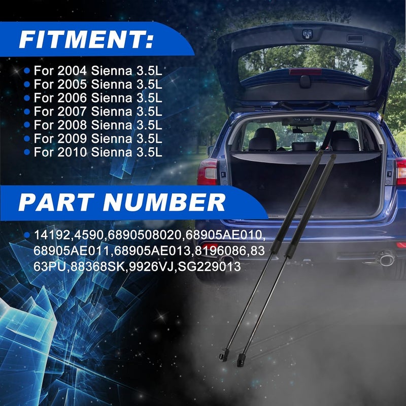 cycwer Rear Tailgate Rear Hatch Lift Supports Shock Struts SG229013 PM1097 4590 Gas Spring Shocks for 2004-2010 Sienna 3.5L 8196086 ,2-PC Set General compatible design - Image 2