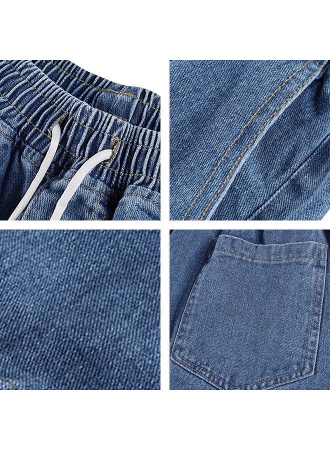 Geniolamode Men's Loose Straight-leg Casual Korean Style Wide-leg Cropped Jeans Men's Denim Pants