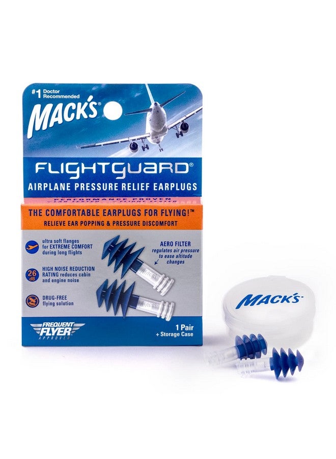 Mack’S Flightguard Airplane Pressure Relief Earplugs 26Db Nrr 33Db Snr Comfortable Safe Travel Ear Plugs For Flying Air Pressure Ear Pain Ear Popping And Noise Reduction