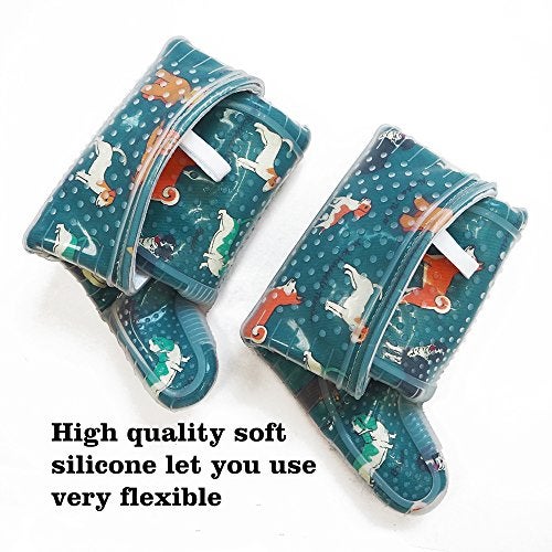 RED LMLDETA Oven Mitts Set of 2 with Transparent Clear Silicone Shell and Nice Dog Printing Cotton Lining, Heat Resistant to 500 F Kitchen Oven Gloves Pot Holder for Cooking (Blue) - Image 4