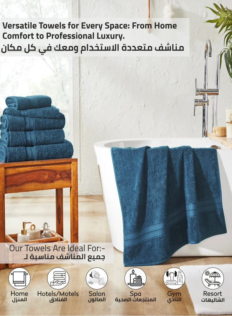 Donetella Premium 100 % Combed Cotton 4-Pcs Hand Towel Set (50 X 90 CM) 600 GSM Super Soft Hand Towel, Highly Absorbent, Quick Dry,Best Towel for Bathroom, Spa And Hotel,Dark Blue