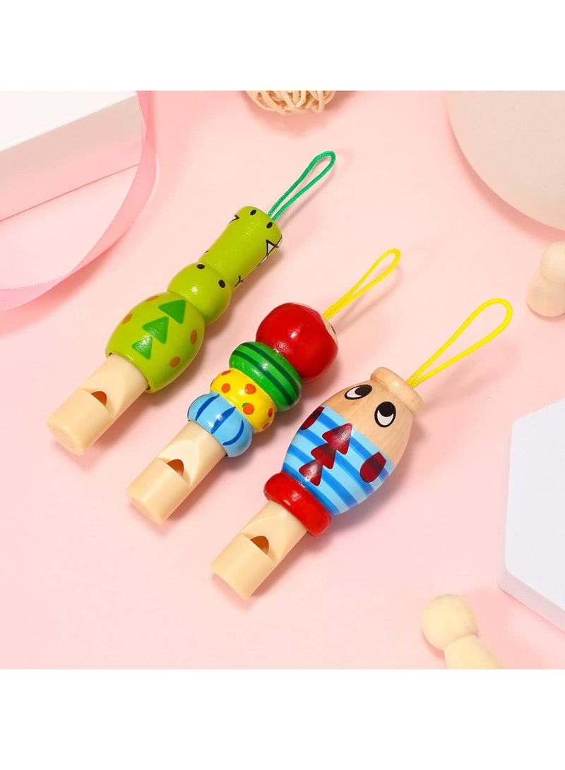Loquat 3pcs Animal Wooden Whistles for Baby Kids Music Instrument Developmental Educational Toys Whistles - Image 1