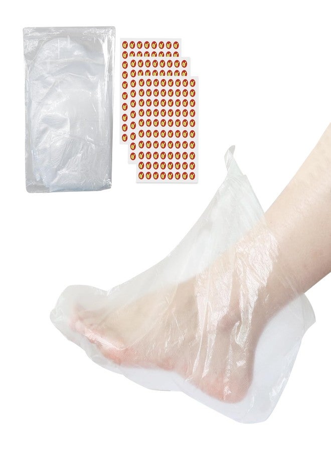 Bcautay 200Pcs Disposable Foot Covers for Feet with 240 Snug Closure Moisturizer Socks Plastic Foot Covers Paraffin Wax Bath Liners Foot Bags for Foot Care Hot Wax Therapies - Image 1