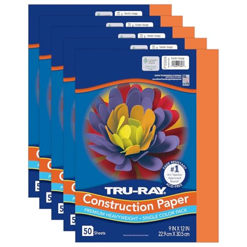 TRU-RAY Pacon TruRay 9inch x 12inch Construction Paper Electric Orange 50 SheetsPack 5 Packs PAC1034045 - Image 1