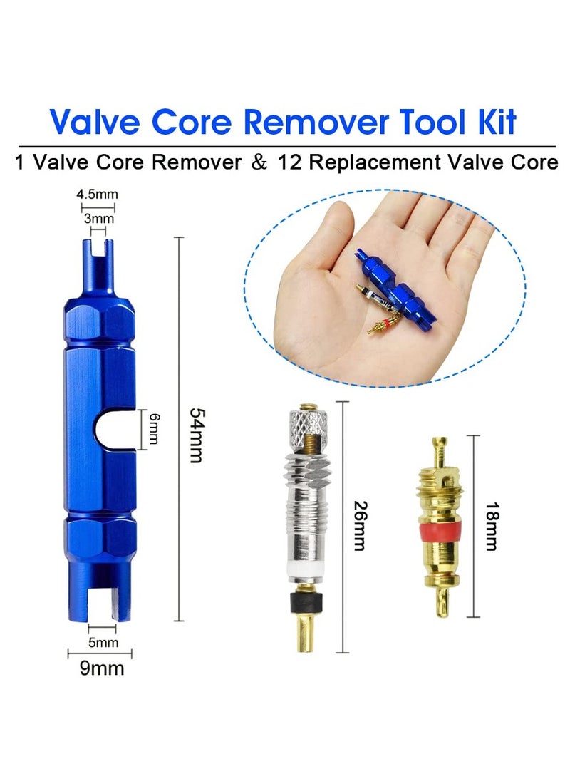 SYOSI SYOSI 13Pcs Valve Core Remover Tool Kit Bike and Car Valve Core Repair Tool with Brass Replacement Presta and Schrader Valve Core Bike Bicycle Core Repair Tool For Universal Road Bike Car  - Image 2
