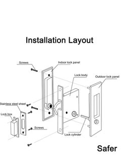 واي آند دي Privacy Pocket Door Lock Hardware with Key Recessed Sliding Mortise Double Barn Invisible Furniture for Thickness  - Image 5