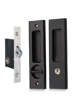 واي آند دي Privacy Pocket Door Lock Hardware with Key Recessed Sliding Mortise Double Barn Invisible Furniture for Thickness  - Image 4