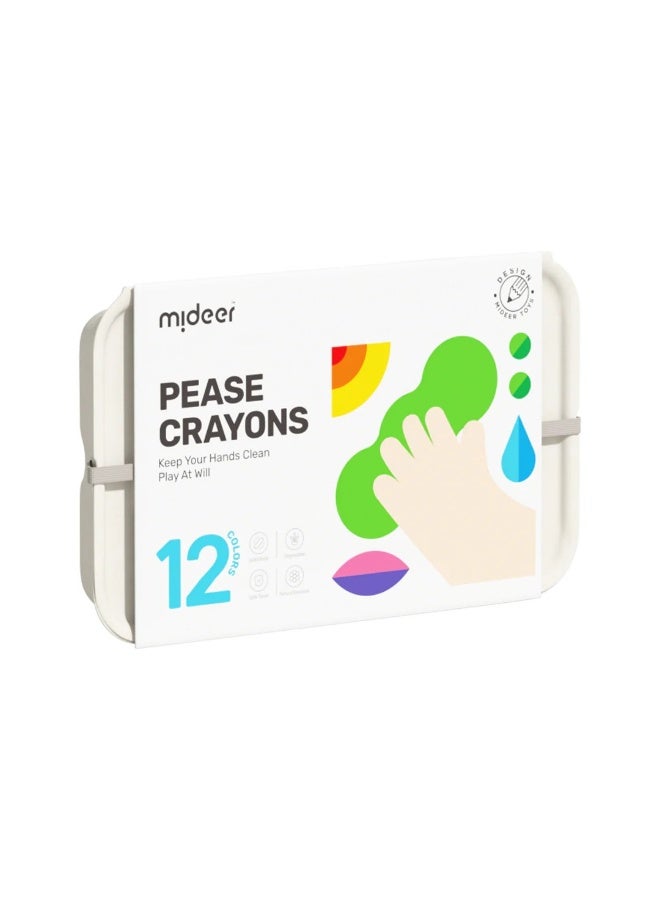 Mideer Pease Crayons 12 Colors – Beeswax Washable Crayons for Toddlers Age 1+, Easy Grip Pea Shaped Coloring Crayons for Kids, Non Toxic Early Learning Drawing Toy - Image 2