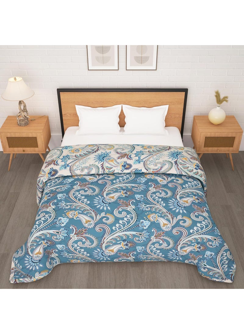 Story@Home Story@Home Comforter Double Bed | 180GSM Microfiber Blanket Double Bed | 220X 250cm | AC Comforter Double Bed | Dusty Blue Blanket | Floral Pattern | Quilt | Duvet | Dohar | Perfect Festive Gifting  - Image 3