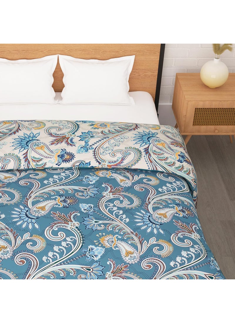Story@Home Story@Home Comforter Double Bed | 180GSM Microfiber Blanket Double Bed | 220X 250cm | AC Comforter Double Bed | Dusty Blue Blanket | Floral Pattern | Quilt | Duvet | Dohar | Perfect Festive Gifting  - Image 4