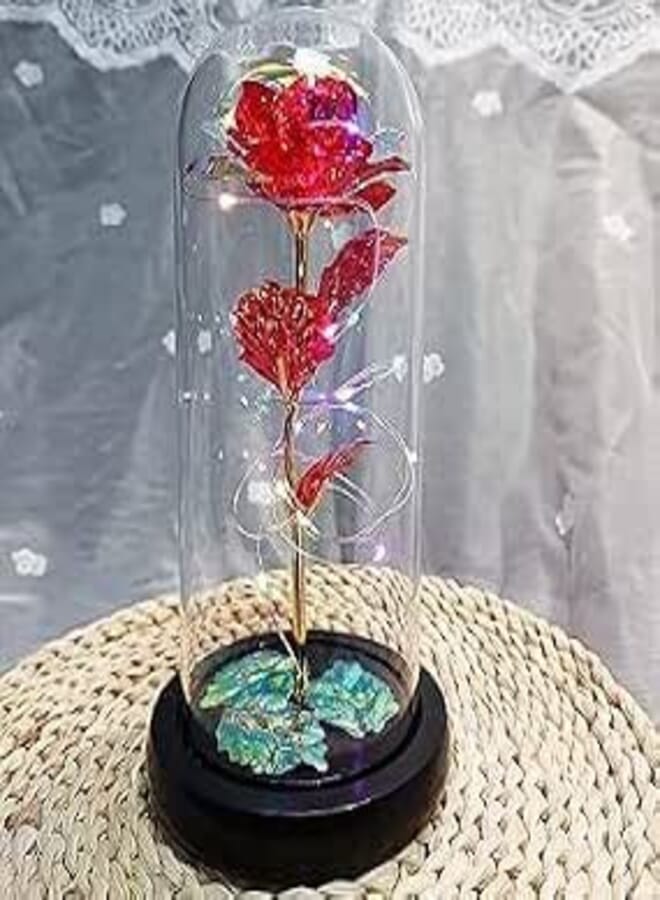 Gifts for Women Eternal Rose in Glass, Girlfriend Gift, Beauty and the Beast Inspired Wedding Anniversary Gift for Wife Girlfriend Valentine's Day Birthday Christmas Mom Gifts (Shape 3)